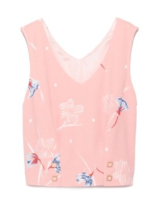 ドット花柄ノースリトップス