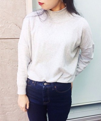 ハイネックコットンニットPO