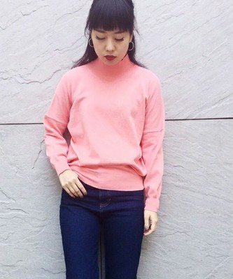 ハイネックコットンニットPO