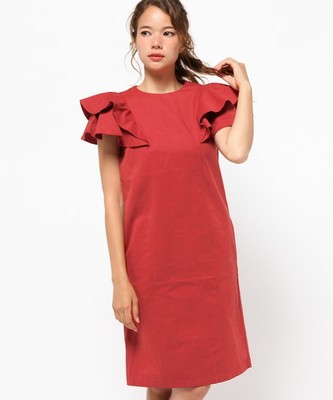 【結婚式・二次会スタイル】フリル袖ワンピース