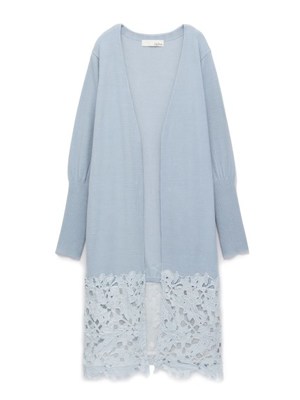 レース切り替えロングカーディガン