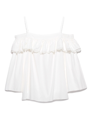 コットンレースオフショルプルオーバー