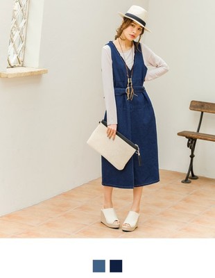 フリンジデニムワンピース