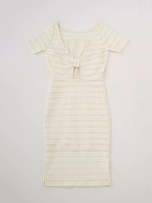 シャギーボーダーミディワンピ