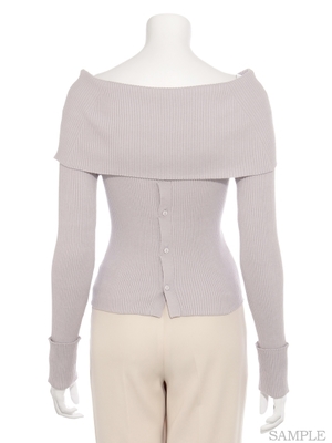 オフショルリブニットプルオーバー