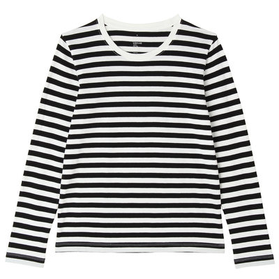 オーガニックコットンクルーネック長袖Tシャツ（ボーダー）