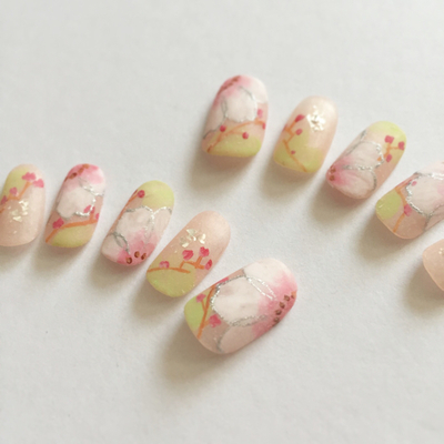 【再販×6】和紙のような桜ネイル。春にむけて、入学式、卒業式、結婚式などに。