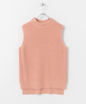 畦ボトルネックニットベスト