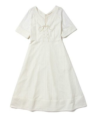 レースVネックロングワンピース