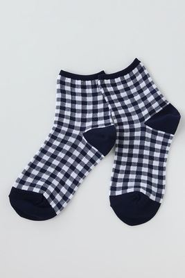 ナイロンギンガムチェック柄ソックス