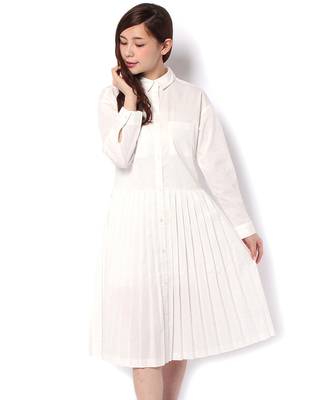 プリーツシャツワンピース