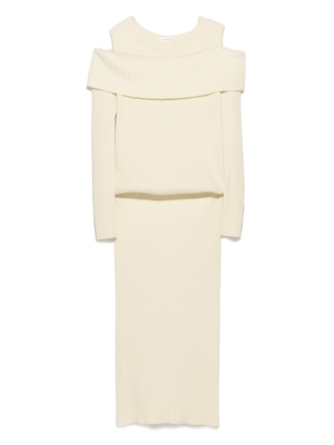 オフショルリブニットワンピース