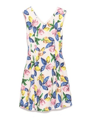 バラ柄Xラインワンピ