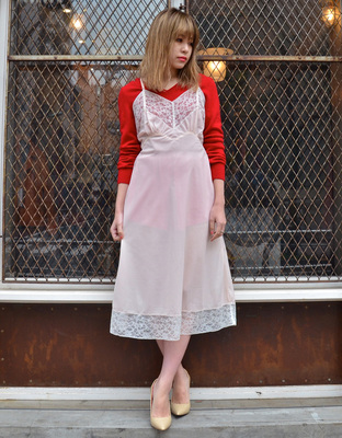 Baby pink lingerie slip dress