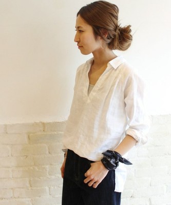 フレンチリネン ラグランチュニックプルオーバー◆