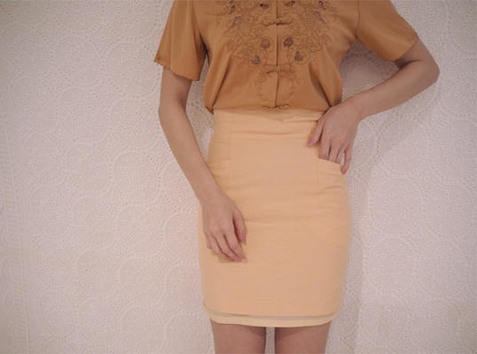 70s Pocket Design peachy Tight Skirt