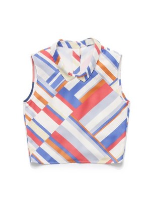 Lily Brown マルチストライプ襟付きブラウス