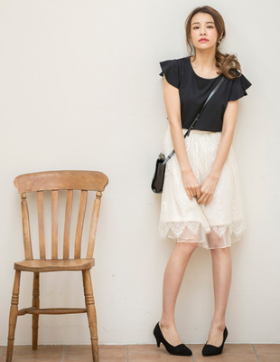 2WAYレースチュールスカート