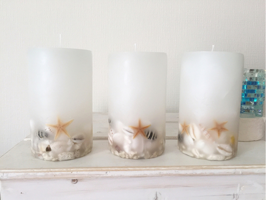 爽やですか貝殻とヒトデのキャンドル-ホワイトビーチ