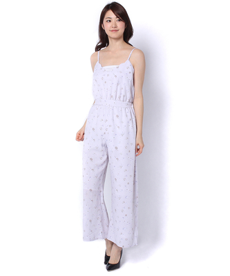 淡色花柄サロペ