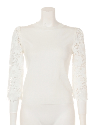 袖レースシンプルニット