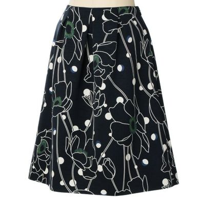 フラワードットプリントAラインスカート