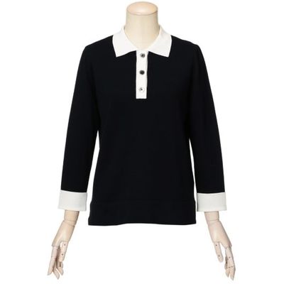 バイカラーポロニットプルオーバー