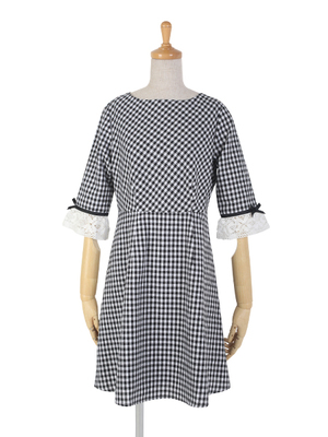 トーションレース使いギンガムワンピース