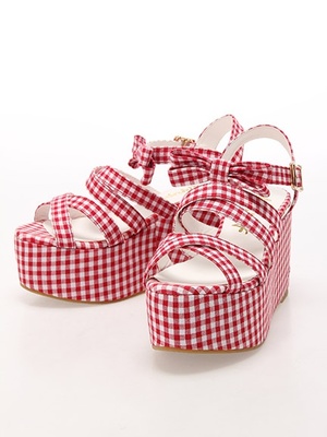 ギンガムリボンサンダル