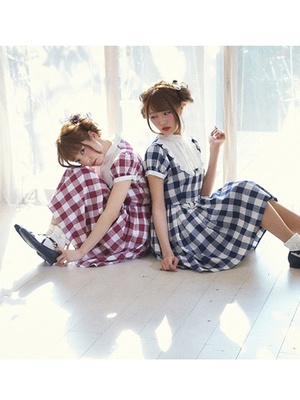 ヨーク切り替えブロックチェックワンピース