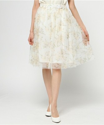 チュール花柄スカート