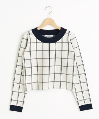 チェック柄ニットプルオーバー