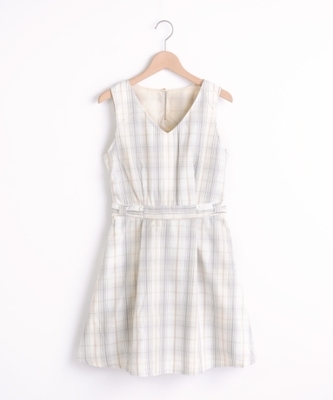 Vネックチェック柄ジャンスカ