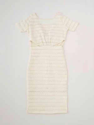 Rosarymoon （ロザリームーン）  ジャギーボーダーミディワンピ