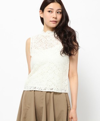 ハイネックレースブラウス