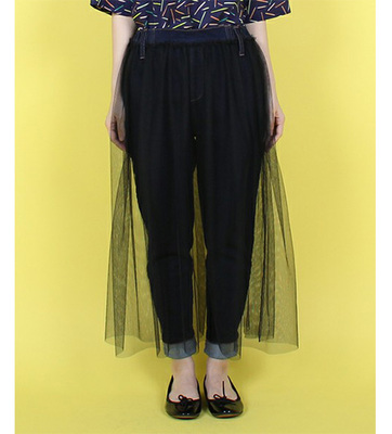 チュールドッキング　ジーンズ