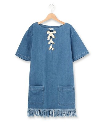 デニムフリンジワンピース