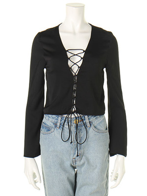 fig&viper フレアスリーブレースアップtop