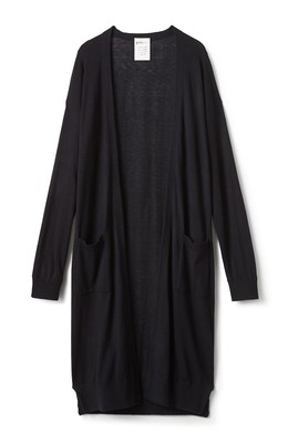 シルク混の薄手ロングニットカーディガン ＜ブラック＞