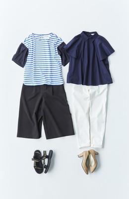 気になる部分をさりげなくカバーしながら女子力キープ。らくちん...おっと違うわ，便利な着やせトップス２枚セット