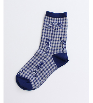 おさる ギンガムソックス