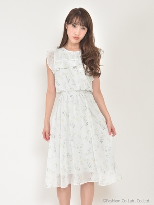シフォンフラワーワンピース