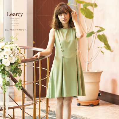 ウエストボタンタックポンチワンピース 