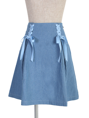 ダブルレースアップデニムフレアースカート/F i.n.t