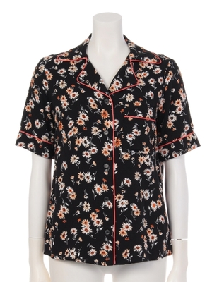 ビンテージフラワー柄オープンカラーシャツ