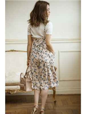 全方位可愛い花柄後ろリボンオールインワン 【jaline　ジェリン】