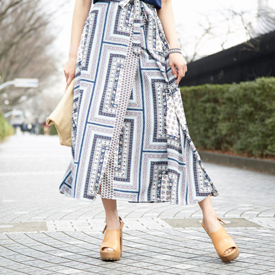 【Textile pattern rap skirt】レディース　スカート