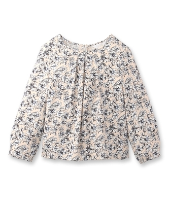 線画フラワーシャツ