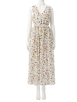 小花柄プリントマキシワンピース