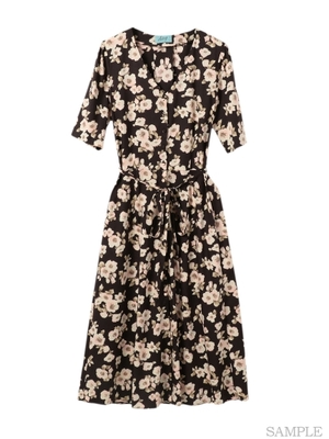 花柄デシンロングワンピース